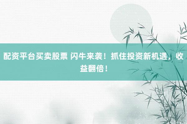 配资平台买卖股票 闪牛来袭！抓住投资新机遇，收益翻倍！