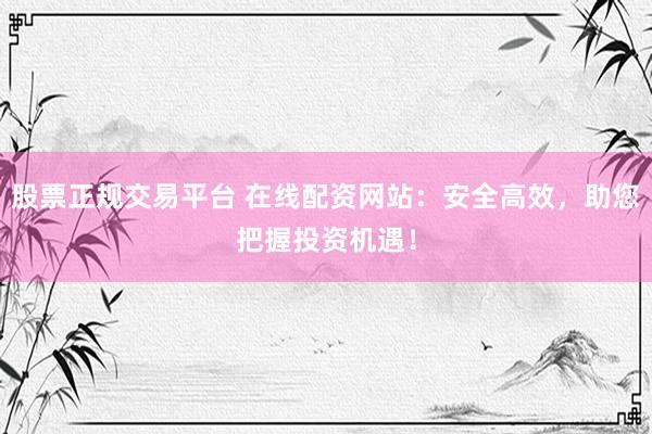 股票正规交易平台 在线配资网站：安全高效，助您把握投资机遇！