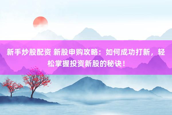 新手炒股配资 新股申购攻略：如何成功打新，轻松掌握投资新股的秘诀！