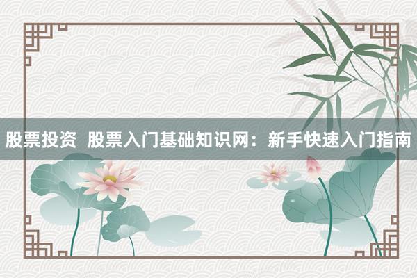 股票投资  股票入门基础知识网：新手快速入门指南