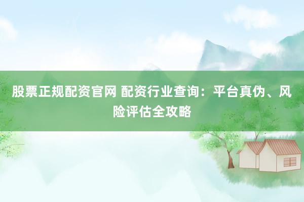 股票正规配资官网 配资行业查询：平台真伪、风险评估全攻略