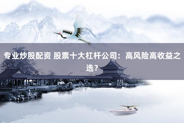 专业炒股配资 股票十大杠杆公司：高风险高收益之选？