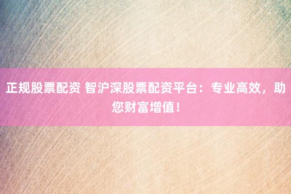 正规股票配资 智沪深股票配资平台：专业高效，助您财富增值！