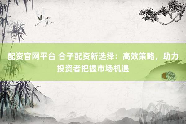 配资官网平台 合子配资新选择：高效策略，助力投资者把握市场机遇