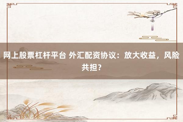 网上股票杠杆平台 外汇配资协议：放大收益，风险共担？