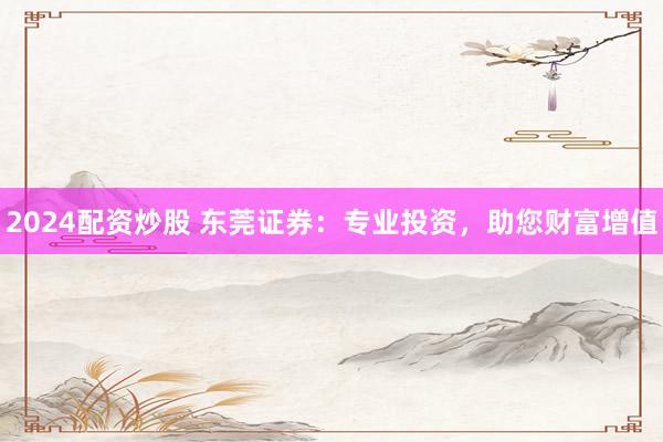2024配资炒股 东莞证券：专业投资，助您财富增值