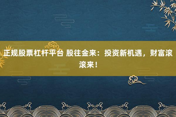 正规股票杠杆平台 股往金来:投资新机遇,财富滚滚来!