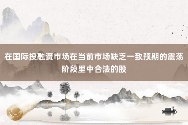 在国际投融资市场在当前市场缺乏一致预期的震荡阶段里中合法的股